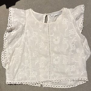 Zara White Floral Lace Blouse